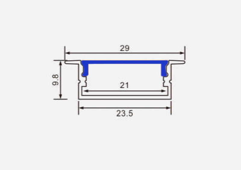HM439 Wide Aluminum LED Profile drawing HM439 Wide Aluminum LED Profile drawing